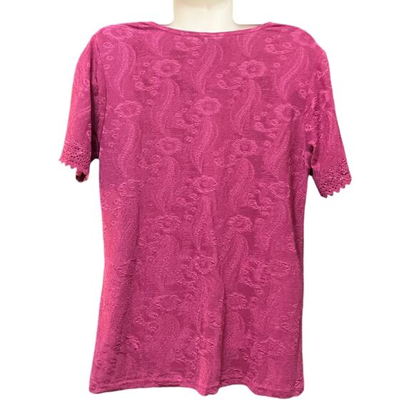M Street Women's Fushia Front Button Closure Cutout Detail Layered Top Size L - Picture 4 of 10